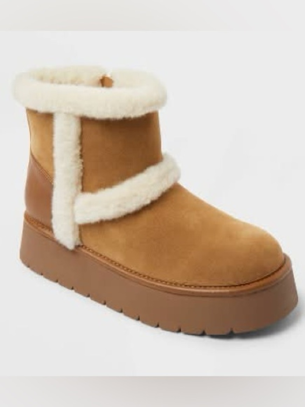 Universal Thread Tan Suede Faux-Shearling Ankle Boots Size 9